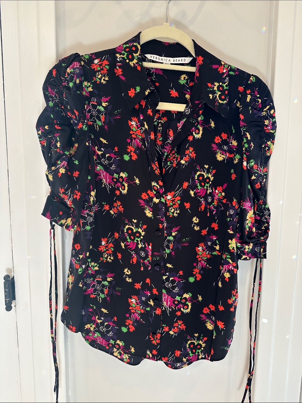 VERONICA BEARD Floral Silk Blouse (Sz 0)
